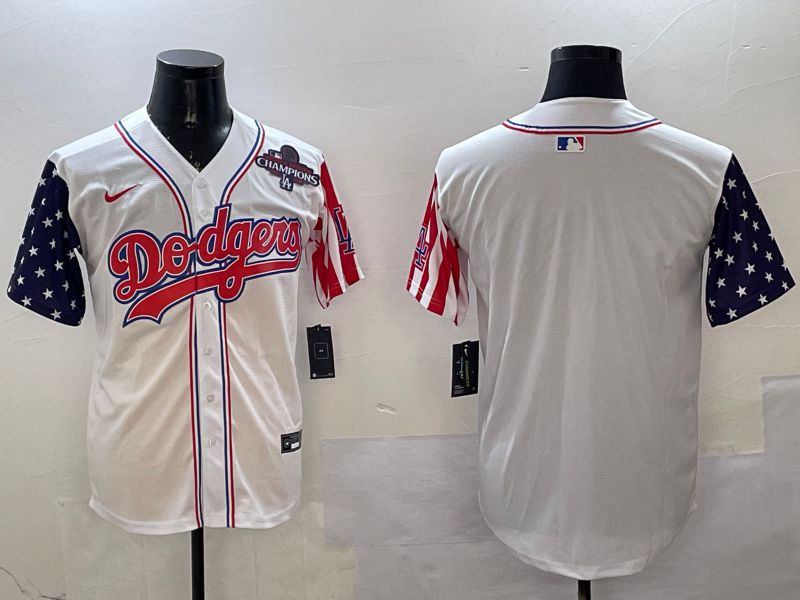 Men Los Angeles Dodgers Blank White a generation of national flags Joint name 2025 Nike MLB Jersey style 2